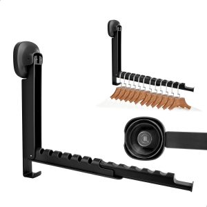 KALANKA-Porte Cintre Mural, Crochet de Porte Pliable et Extensible avec Ventouse, Etendoir Mural Rabattable avec 12 Rainures, pour Balcon, Linge, Salle de Bain, Appartement, Caravane, Charge 15 kg - Neuf