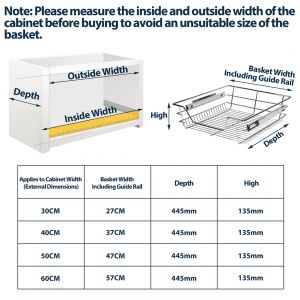 4X Tiroir de Cuisine T&eacute;lescopique d&iquest;Armoire de Cuisine Argent 40CM - Neuf