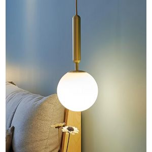 Lampe Pendante Moderne Dor&eacute;e,Lampe Pendante Globulaire En Verre Blanc,Plafonniers Suspendus D'Int&eacute;rieur Pour Le Salon,La Cuisine,La Salle &Agrave; Manger,La Chambre Et Le Couloir,20Cm - Neuf