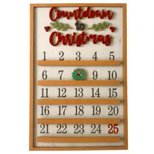 Calendrier de l'avent en bois, livre de l'avent en bois r&eacute;utilisable, compte &agrave; rebours de 24 jours pour no&euml;l, grande bo&icirc;te &agrave; remplir - Neuf