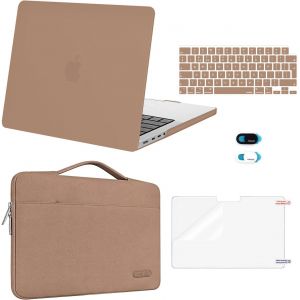 Compatible Avec Macbook Pro 14 2025-2021 M5 M4 M3 M2 M1 Pro Max A3112/A3434/3185/3401/2918/2992/2779/2442,Coque&Sac&Protection Clavier&Protecteur D'&Eacute;cran&Couverture Webcam,Brun Caramel - Neuf
