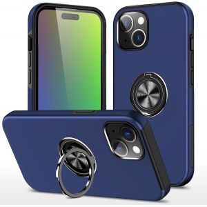 TRAHOO-&Eacute;tui pour Apple iPhone 15 5g avec Anneau Support, Cool Housse pour iPhone 15 Coque Antichoc Aimant&eacute;e Esth&eacute;tique Mine Case Silicone Cover (Bleu) - Neuf