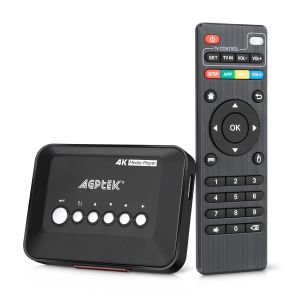 MEVRONISSHOP-4K@30hz Lecteur Multim&eacute;dia TV HDMI avec Sortie HDMI/AV, HD Media Player pour 14TB HDD/ 512G Cl&eacute; USB/Carte SD/H.265 MP4, avec T&eacute;l&eacute;commande pour MP3 AVI RMVB MPEG etc. - Neuf