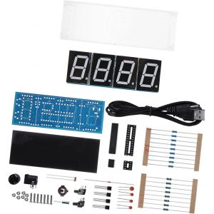 KAL-Kit D'Horloge Numérique Led Diy, Affichage Automatique De L'Heure À 4 Chiffres, Horloge Extérieure En Abs Robuste Et Transparente Avec Contrôle De La Lumière, Horloges De Table À - Neuf
