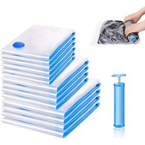 lbgwp60-Sac Sous Vide Vetement Aspirateur 11 Pcs Set (With Pump), Housse De Rangement Sous Vide Save 80% Wardrobe Space, Travelling Moving Sac Sous Vide, Pe+Pa Durable Material - Neuf