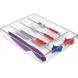 Chenquansarl-53930 Linus Range-Couverts Pour Argenterie, Grands Accessoires De Cuisine Pour Le Rangement Et L'organisation, En Plastique Durable, Transparent - Neuf