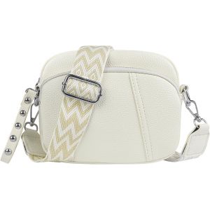 RFCBC-Sac Bandoulière Femme en Cuir petit sac bandoulière cuir femme avec 3 compartiments et 2 bretelles amovibles, sac bandoulière femme avec large sangle, sac bandouliere cuir pu - Neuf