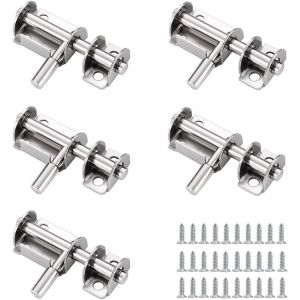Verrou 5 Pi&egrave;ces Mini Verrous De Porte Coulissants De S&eacute;curit&eacute; Verrou Loquet Chambre De Portail Exterieur Boulon Loquet Porte Coulissant En Acier Ino Les Portes De Portail Exterieur Boulon - Neuf