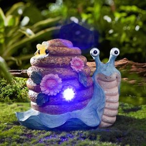 Figurine d'escargot solaire lumineuse pour d&eacute;coration ext&eacute;rieure de jardin, id&eacute;ale pour la cour, la pelouse et l'all&eacute;e (bleue) - Neuf