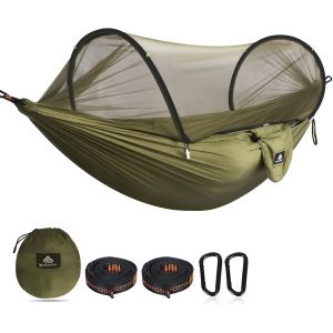 Hamac De Camping Ultra-L&eacute;ger Hamac En Filet Anti-Moustiques | Capacit&eacute; De Charge De 300 Kg, Nylon De Parachute Respirant &Agrave; S&eacute;chage Rapide | 2 Mousquetons Haut De Gamme, 2 X &Eacute;lingues En Nylon.[B1] - Neuf