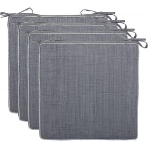 Ulteronixshop-Lot de 4 Coussins de Chaise 40x40x4 cm - Galette de Chaise hydrofuge et anti-salissure avec Liens en aspect Lin &iquest; pour l&iquest;int&eacute;rieur et l&iquest;ext&eacute;rieur &iquest; Cuisine, Terrasse, Jardin &iquest; Gris - Neuf