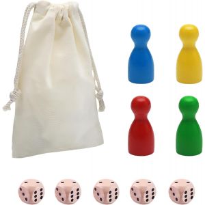 80 Pièces Jeux De Dames Pièces De Jeu De Société Et 5 Pièces Dés Apportez Un Sac,Pièces De Jeux De Société Pour Toute La Famille,Echecs En Bois Jeu Remplacements De Pièces De Société - Neuf