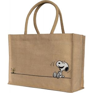 ERSHI-Sac Jute pour femme Snoopy avec poignées et poche Sac Cabas en Toile, Réutilisable Sac à Provisions en Jute, pour le Shoppin[6 - Neuf