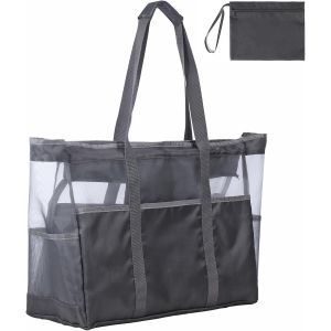 ERSHI-Sac de plage XXL pour famille, grand sac de bain, sac de plage avec fermeture éclair, pliable, sac à bandoulière, sac de bai[1 - Neuf