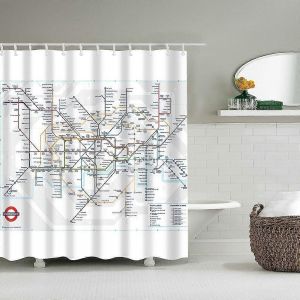 Londres pour le métro carte salle de bain imperméable tissu rideau de douche ensemble 12 crochet 71 I - Neuf