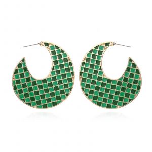 Plaid Rond Boucles D'oreilles Cerceau Ensemble Perc&eacute; Pour Femmes Fille Fille Mariage L&eacute;ger - Neuf