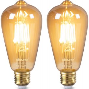 Kalanka-Ampoule Edison Vintage E27 6w, Ampoule Edison Led D&eacute;corative &Eacute;quivalent 60w, Blanc Chaud 2200k, Verre Ambr&eacute;, Non Dimmable, Lampe &Agrave; Filament Led E27 Pour Restaurant, Caf&eacute;, Bar, 2 Pi&egrave;ces - Neuf