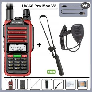 UV-68 Pro Max V2 IP68 étanche talkie-walkie 8800 mah batterie Type C UHF VHF double bande 128 canaux UV-S22 UV-98 Pro Radios rouges - Type Red-48-Mic #B - Neuf
