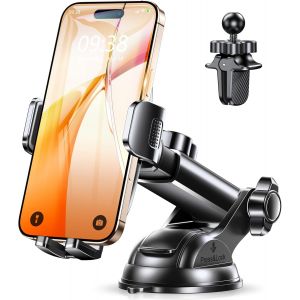 Mdy-Support Telephone Voiture, Ultrastable Clip & Aspiration Militaire, Porte Telephone Voiture Réglable Tableau De Bord/Pare-Brise/Grille Aération, Opération À Une Main, Fixation Pour Gps (4""-7"") - Neuf