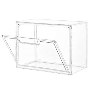 1 paquet de bacs de rangement transparents avec couvercles,vitrine en acrylique empilable pour sacs à main,cosmétique,multifonction - Neuf