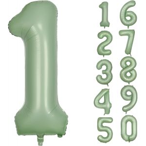 Ballon Vert 1 Ballon Vert Olive Num&eacute;ro 1 Ballon En Aluminium Vert Sauge 1 Ballon 101 Cm Pour Anniversaire, F&ecirc;te, D&eacute;coration De F&ecirc;te Pr&eacute;natale, Mariage, Anniversaire De Mariage (Num&eacute;ro 1) - Neuf