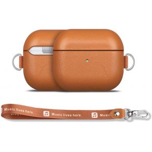 &Eacute;tui en Cuir avec dragonne Amovible pour Apple AirPods (3&iquest; g&eacute;n&eacute;ration) - Fabriqu&eacute; &agrave; la Main - Cover Protection AirPods 3 avec Mousqueton - Coque Housse AirPods 3 avec Clip - Brun Case - Neuf