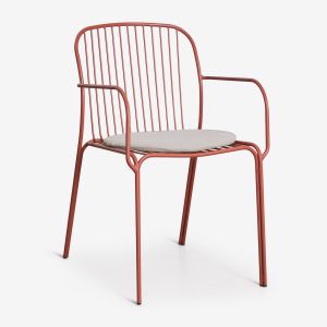 Pack de 4 chaises de salle &agrave; manger avec accoudoirs en acier Anerina Terracota - Neuf