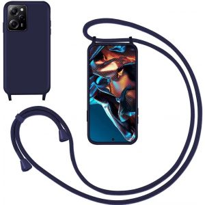 Kal-Coquepourxiaomipocox5pro/Redminote12pro5gaveccordon,Souplesiliconehousseavecbandoulièreennylon,Réglablelanyardcaseprotectioncomplètecoveretuiantichocprotection,Bleu - Neuf