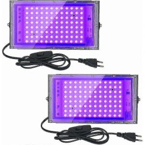 2pcs 100w Uv Led Projecteur Noir,Ip65 Étanche,Lampe Led Ultraviolette,Éclairage D'effet Pour Aquarium,Fête,Peinture Au Néon,Affiche Fluorescente - Neuf