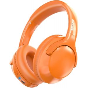 STOREYI-Casque Bluetooth Supra-Auriculaire 68 Heures De Lecture 6 Eq Sans Fil Avec Microphone,Hifi,Stéréo,Pliable,Léger,Basses Profondes Pour Voyage,Maison,Bureau,Téléphone Portable,Orange - Neuf