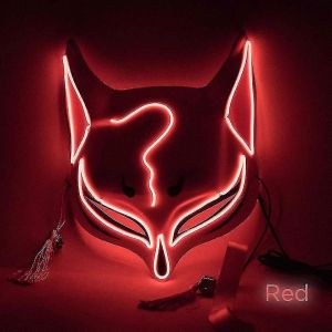 Halloween Led Renard Masque Fête Masque Mascarade Masques Néon Maske Lumière Lueur Dans Le Noir Horreur Masque Masque Lumineux Arrivée 2021 - Neuf