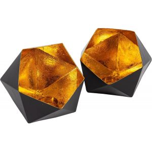 Photophore Bougeoir Doré - Lot de 2 Bougeoirs Décoratifs pour Bougie - Bougie Chandelier Noir avec Porte-Bougie à Cire Lune ¿ Lanterne Marocaine Élégante pour Table ¿ Idéal Cadeau Décoratif - Neuf