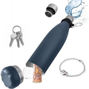 Bouteille D'eau S&ucirc;re Avec Compartiment Secret Cach&eacute; - Bo&icirc;te De Rangement En Acier Inoxydable Pour Billets, Cl&eacute;s, Cl&eacute;s De Voiture - Le Fond Se D&eacute;visse Pour Ranger Vos Objets De Valeur 730ml - Neuf