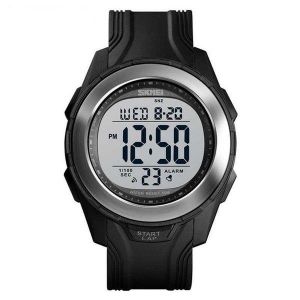 Montre Num&eacute;rique Skemi 1503 Avec Affichage Lumineux, &Eacute;tanche Jusqu'&agrave; 5 Atm, Chronographe, Pour L'ext&eacute;rieur Et Les Loisirs - Neuf