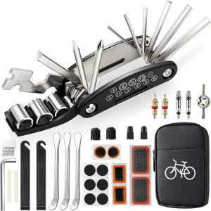Subzonal-Kit Reparation Velo, Trousse Outils De V&eacute;lo, Outil Multifonction 16 En 1, Kit Crevaison Velo Avec 3 Levier Pneu Velo, Rustine Velo Accesoire Pour Bicyclette, Vtt, Cyclisme - Neuf