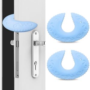 2 Packs de Claquer la Porte Bouchon Bleu, de Silicone Durable qui Porte des Bouchons pour les Enfants, Doigt Titulaire de la Garde, Anti Slam Bouchon de Porte Empêche les Doigts de Claquer - Neuf