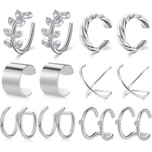 Kal-Faux Piercing Oreille Ear Cuffs Mancheete D'oreille Acier Chirurgical Non Piercing Boucle D'oreille Non-Percé Faux Piercing Nez Lèvre Helix Femme Homme - Neuf
