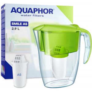 Smile Carafe filtrante à eau-2,9 L,convient aux portes de réfrigérateur,adaptée aux étudiants|légère,peu encombrante,comprend 1 filtre A5 350L,réduit le calcaire,le chlore,les - Neuf