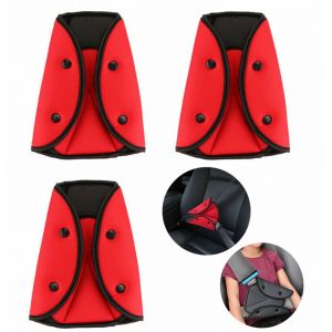 (Rouge) 3pcs Enfant Ceinture De S&eacute;curit&eacute; Titulaire De La S&eacute;curit&eacute; De La Voiture De Couverture De Si&egrave;ge B&eacute;b&eacute; De La Sangle D'&eacute;paule De La Couverture De La Ceinture De S&eacute;curit&eacute; R&eacute;glage Pour Les Enfants De Ceinture De S&eacute;curit&eacute; - Neuf