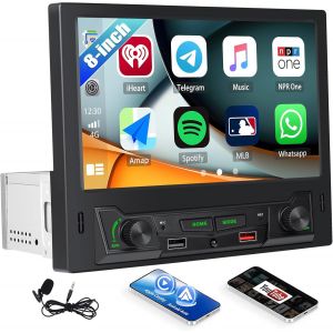 8 Pouces Autoradio 1 Din Avec Carplay Android Auto Autoradio, Ips &Eacute;cran Tactile Avec Bluetooth Rds/Am/Fm Dsp 2Usb Mirror Link Youtube Commandes Au Volant[Z981] - Neuf