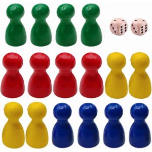Pions En Bois Composant De Jeu Jouet,Pions En Bois Pour Jeux De Soci&eacute;t&eacute;,16 C&ocirc;nes Halma En Bois Et 2 Cubes En Bois, - Neuf