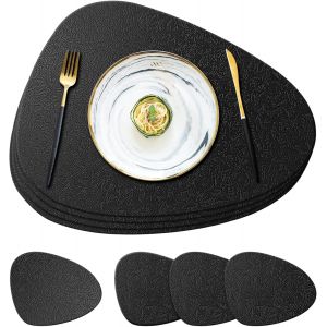 Eryi-Lot De 4 Sets De Table Et 4 Dessous De Verre En Silicone, Résistants À La Chaleur 232.2 °C, Lavables Et Imperméables, Motif Feuille, Faciles À Nettoyer, Pour Cuisine, Salle À Manger, Noir - Neuf
