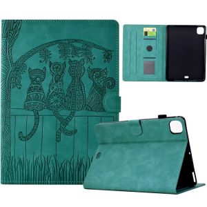 Housse En Cuir Embossé Pour Ipad Air 11 (2024/2025) - Chats - Bleu Clair - Neuf