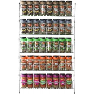 Sjzg-Étagère À Épices 1/2/3/4/5/6 Niveaux Pour Placard De Cuisine Ou Rangement Mural (5 Niveaux, Argent) - Neuf