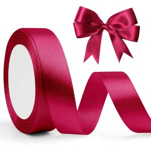 Ruban Satin Rose Vif 20mm X 23m, Ruban Cadeau Emballage Ruban Sapin De Noel Polyester Ruban Satin Rose Ruban Tissu Pour Ballon, Couture,Voitures, Décoration Mariage, Bouquet, Gâteau,Fete Anniversaire - Neuf