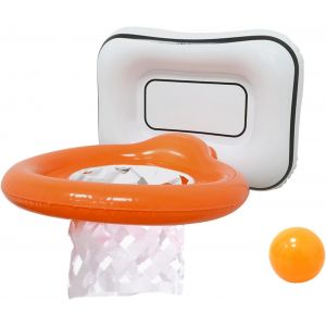 KAL-Panier De Basket Gonflable 2 En 1 Avec Mini Ballon (7 Cm), Jeu De Piscine Gonflable Panier Basket Flottant, Jeux De Lancer D'Interaction Parent Enfant Pour Piscine, Jardin, Fête De Natation - Neuf