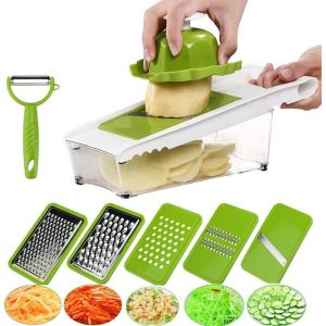 Chenquansarl-Mandoline De Cuisine - Coupe-Légumes Multifonction - Râpe À Oignons, Carottes, Julienne, Pommes De Terre Pour Légumes, Fruits, Fromage, 5 Lames Tranchantes - Neuf
