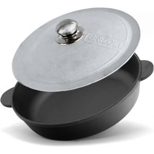 Letnerny-Poêle En Fonte De 28 Cm De Diamètre Avec Couvercle En Aluminium - Cocotte En Fonte - Deux Poignées - Poêle De Service - Neuf