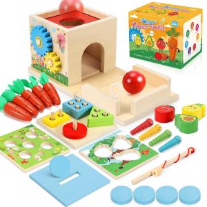 ChenQuanSarl-Jeux Montessori 1An 2 Ans Bois | Jouet De Chute De Balle Jeux Bebe 1 An 2 3 Ans | 8-In-1 Jouets Stem Educatifs Pour Tout-Petits | Cadeaux Pour Garçons Et Filles 2 3 4 Ans - Neuf