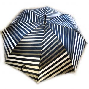 Promotion ! Parapluie Canne Neyrat 'rayures' Gris Satiné (Made In France) - Neuf